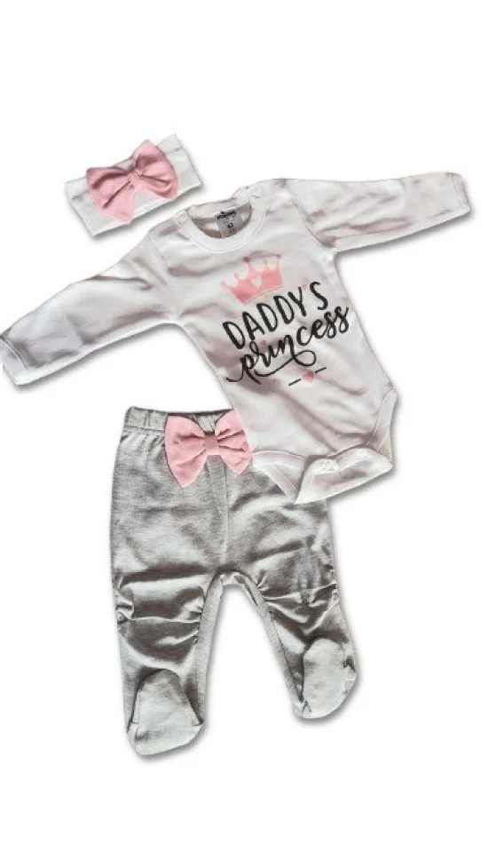 Комплект от боди Екрю , ританка и лента  