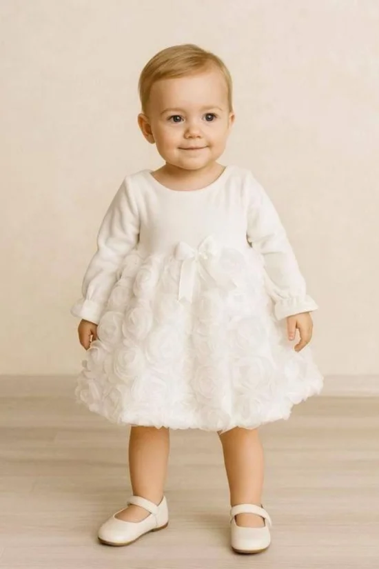 Рокли и Официални дрешки Детска рокля в бял цвят