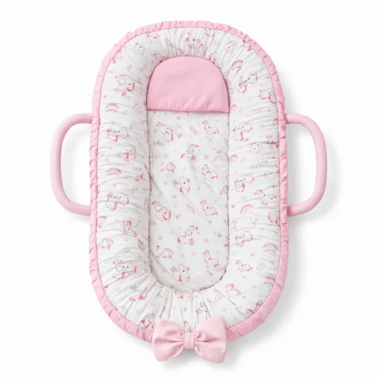 Бебешки Гнезда Гнездо за бебе в бяло и розово с еднорог