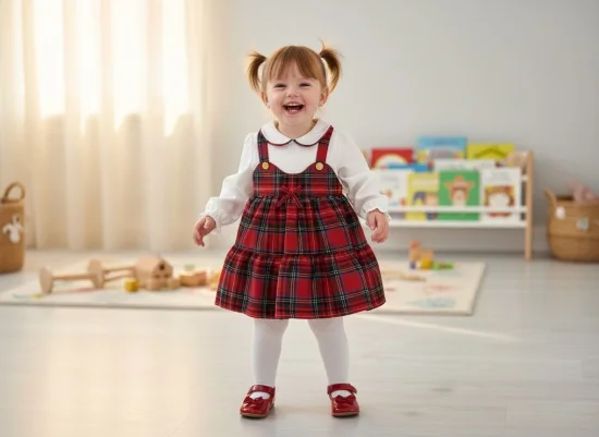 Рокли и Официални дрешки Детска Рокля с дълъг ръкав Каре