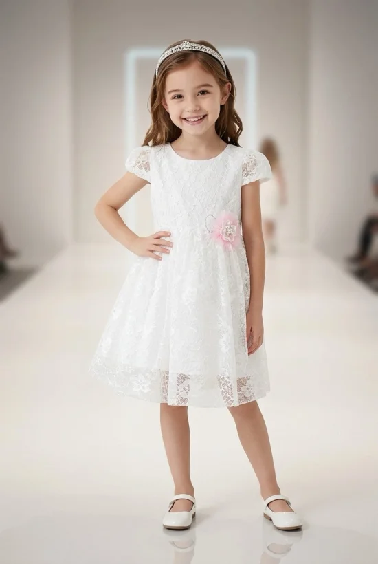 Официална рокля с къс ръкав и лента за глава