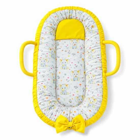 Бебешки Гнезда Гнездо за бебе в жълто със Слончета