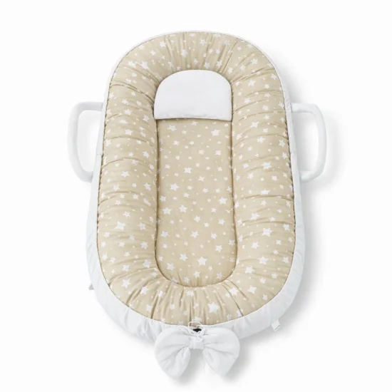 Бебешки Гнезда Гнездо за бебе в бежово със Звездички